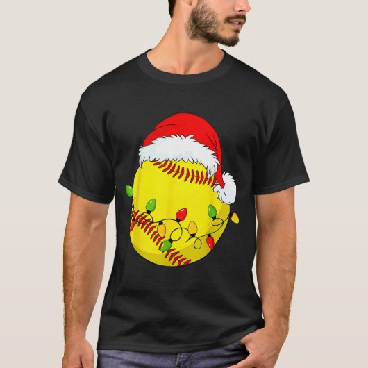 Christmas Softball Xmas Santa Srts Hat Mens Womens T-shirt (Voorkant)