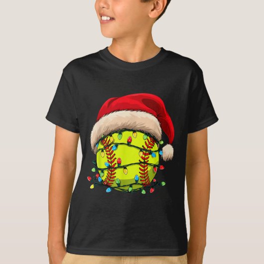 Christmas Softball Xmas Santa Srts Hat Mens Womens T-shirt (Voorkant)