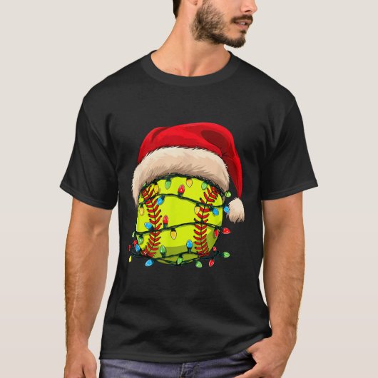 Christmas Softball Xmas Santa Srts Hat Mens Womens T-shirt (Voorkant)