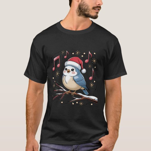 Christmas Song Bird – Santa Hat Musical Winter Bir T-shirt (Voorkant)