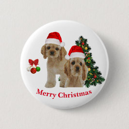 Christmas Spaniel Cocker Ronde Button 5,7 Cm