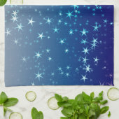 Christmas Sparkles Stars Blue Sky Theedoek (Gevouwen)
