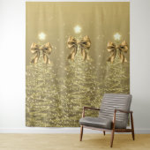 Christmas Sparkling Trees Gold Faux Bow Wandkleed (In situ)