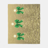Christmas Sparkling Trees Gold Faux Green Bow  Fleece Deken (Voorkant)