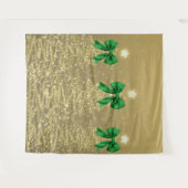 Christmas Sparkling Trees Gold Faux Green Bow Wandkleed (Voorkant (horizontaal))