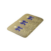 Christmas Sparkling Trees Gold Faux Navy Bow Badmat (Gekanteld)