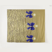 Christmas Sparkling Trees Gold Faux Navy Bow Wandkleed (Voorkant (horizontaal))