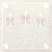 Christmas Sparkling Trees Gold Faux Red Bow  Glazen Onderzetter (Achterkant)