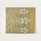 Christmas Sparkling Trees Gold Faux Silver Bow  Wandkleed (Voorkant (horizontaal))