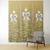 Christmas Sparkling Trees Gold Faux Silver Bow  Wandkleed (In situ)