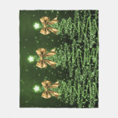 Christmas Sparkling Trees Green Faux Gold Bow  Fleece Deken (Voorkant)