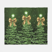 Christmas Sparkling Trees Green Faux Gold Bow  Fleece Deken (Voorkant (Horizontaal))