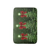 Christmas Sparkling Trees Green Faux Red Bow Badmat (Voorkant Verticaal)