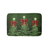 Christmas Sparkling Trees Green Faux Red Bow  Badmat (Voorkant)