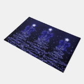 Christmas Sparkling Trees Navy Blue Faux Bow Deurmat (Schuin)