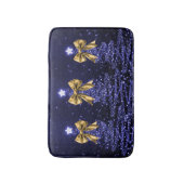 Christmas Sparkling Trees Navy Blue Faux Gold Bow  Badmat (Voorkant Verticaal)