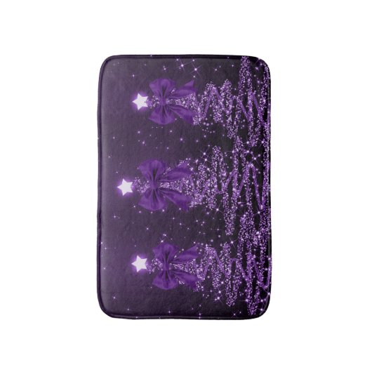Christmas Sparkling Trees Purple Faux Bow  Badmat (Voorkant Verticaal)