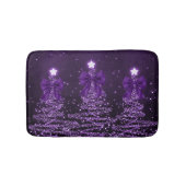 Christmas Sparkling Trees Purple Faux Bow Badmat (Voorkant)