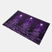 Christmas Sparkling Trees Purple Faux Bow  Deurmat (Schuin)