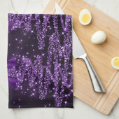 Christmas Sparkling Trees Purple Faux Bow  Theedoek (Quarter Fold)