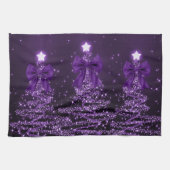 Christmas Sparkling Trees Purple Faux Bow  Theedoek (Horizontaal)