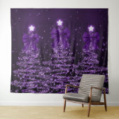 Christmas Sparkling Trees Purple Faux Bow Wandkleed (In Situ (horizontaal))