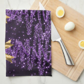 Christmas Sparkling Trees Purple Faux Gold Bow  Theedoek (Quarter Fold)