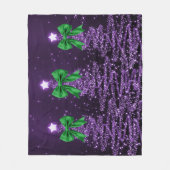 Christmas Sparkling Trees Purple Faux Green Bow  Fleece Deken (Voorkant)