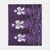 Christmas Sparkling Trees Purple Faux Silver Bow Fleece Deken (Voorkant)