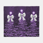 Christmas Sparkling Trees Purple Faux Silver Bow Fleece Deken (Voorkant (Horizontaal))