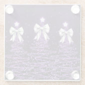 Christmas Sparkling Trees Purple Faux Silver Bow Glazen Onderzetter (Achterkant)