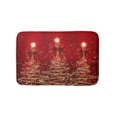 Christmas Sparkling Trees Red Gold Faux Bow Badmat (Voorkant)