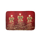 Christmas Sparkling Trees Red Gold Faux Bow Badmat (Voorkant)
