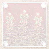 Christmas Sparkling Trees Red Gold Faux Bow  Glazen Onderzetter (Achterkant)