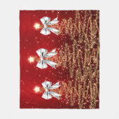 Christmas Sparkling Trees Red Gold Silver Bow  Fleece Deken (Voorkant)