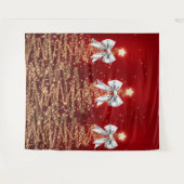 Christmas Sparkling Trees Red Gold Silver Bow Wandkleed (Voorkant (horizontaal))