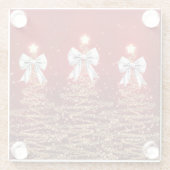 Christmas Sparkling Trees Red Silver Faux Bow Glazen Onderzetter (Achterkant)