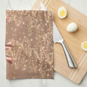 Christmas Sparkling Trees Rose Gold Faux Bow  Theedoek (Quarter Fold)