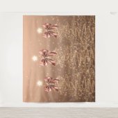 Christmas Sparkling Trees Rose Gold Faux Bow  Wandkleed (Voorkant)