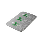 Christmas Sparkling Trees Silver Faux Green Bow Badmat (Gekanteld)