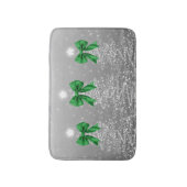 Christmas Sparkling Trees Silver Faux Green Bow Badmat (Voorkant Verticaal)