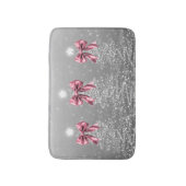 Christmas Sparkling Trees Silver Faux Pink Bow Badmat (Voorkant Verticaal)