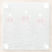 Christmas Sparkling Trees Silver Faux Pink Bow Glazen Onderzetter (Achterkant)
