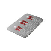 Christmas Sparkling Trees Silver Faux Red Bow Badmat (Gekanteld)