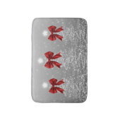 Christmas Sparkling Trees Silver Faux Red Bow Badmat (Voorkant Verticaal)