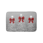 Christmas Sparkling Trees Silver Faux Red Bow Badmat (Voorkant)