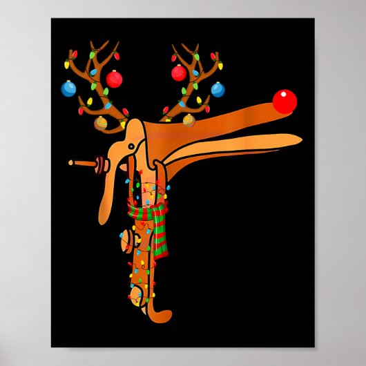 Christmas Speculum Reindeer Funny Xmas Nurse Midwi Poster (Voorkant)