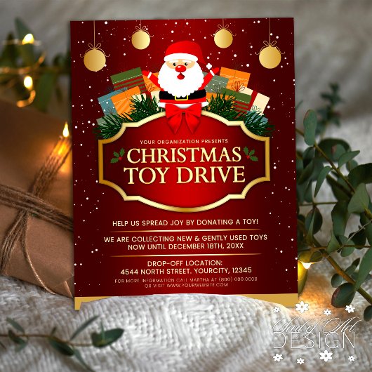 Christmas Speelgoed Drive Charity Donatie Rode Ker Flyer