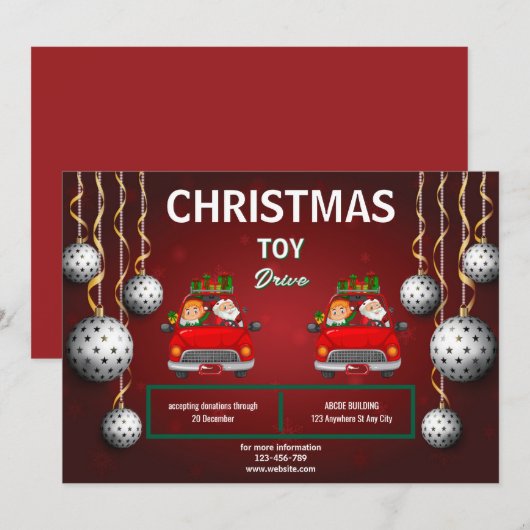 Christmas Speelgoed Drive Kaart (Voorkant / Achterkant)