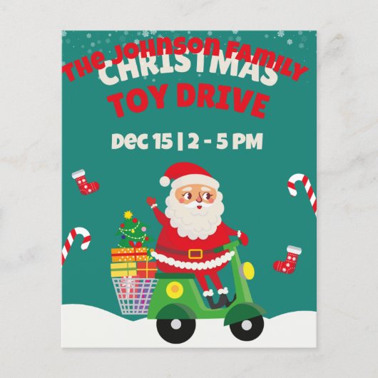 Christmas Speelgoed Drive Santa Motorbike Cadeaus  Flyer (Voorkant)
